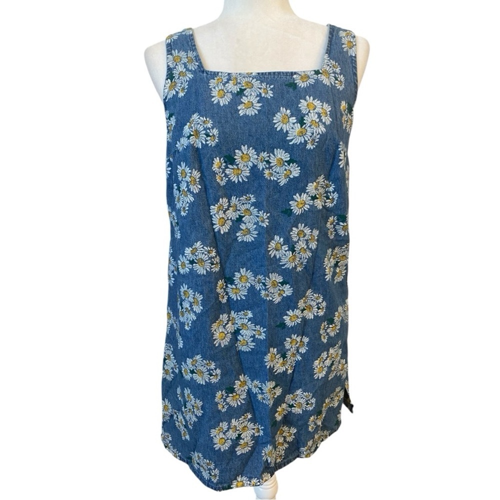 California Concepts Womens Vintage Daisy Print Denim Dress
